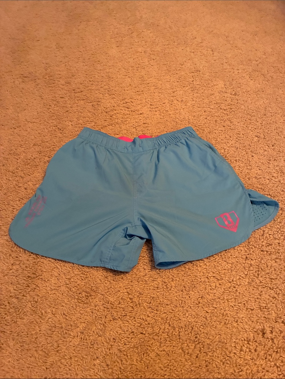 Baseball Lifestyle Athletic Shorts with Pink Accents (youth XL)